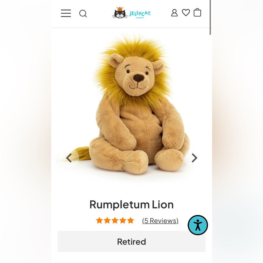 Retired Jellycat Rumpletum Lion